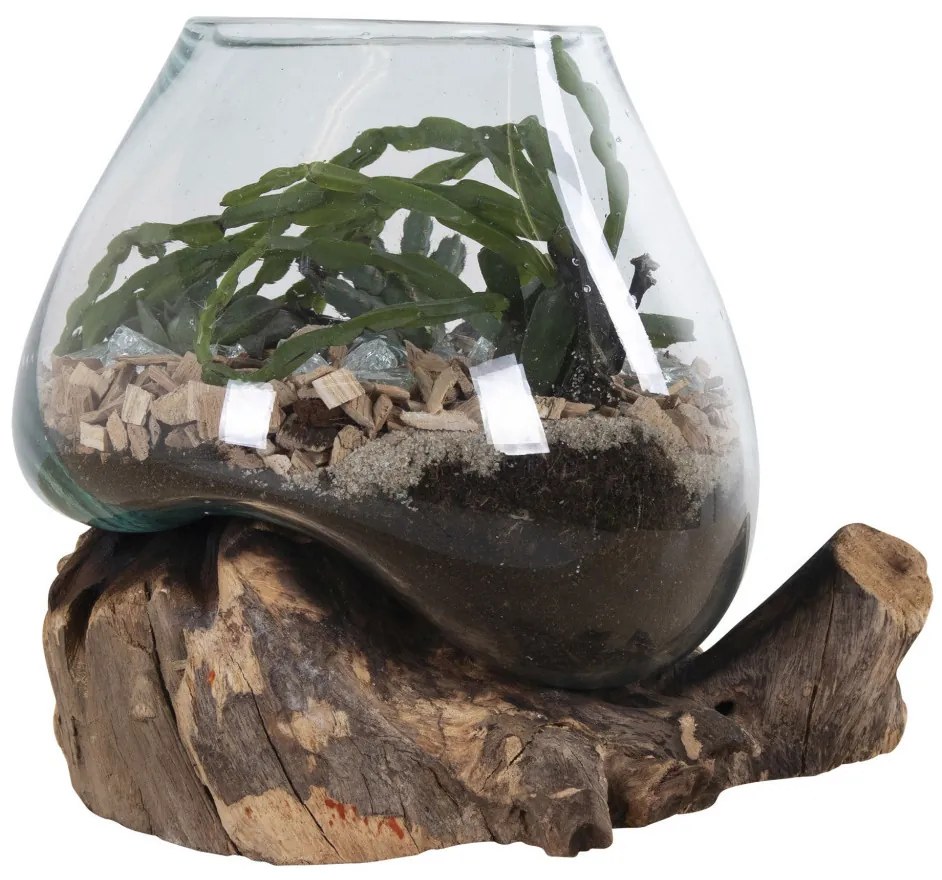 San Marino vízcsepp asztali dekoráció, teak fa/üveg, 20 cm