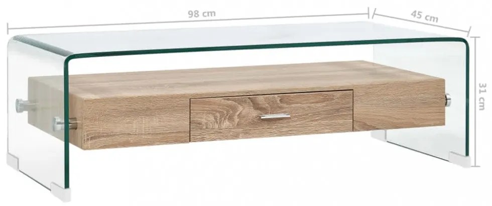 átlátszó edzett üveg dohányzóasztal 98 x 45 x 31 cm