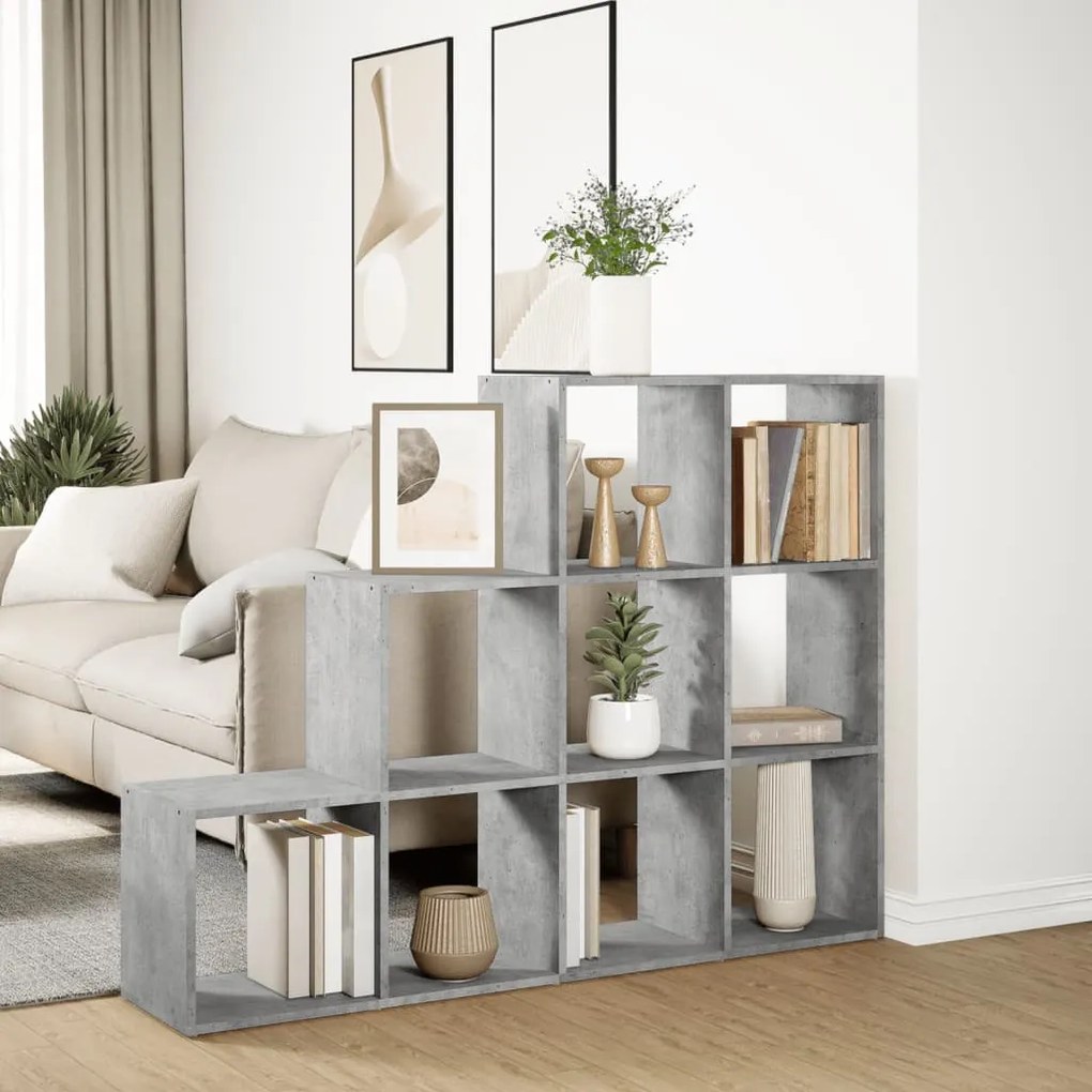 3 szintes betonszürke szerelt fa könyvespolc 137,5x29x103,5 cm