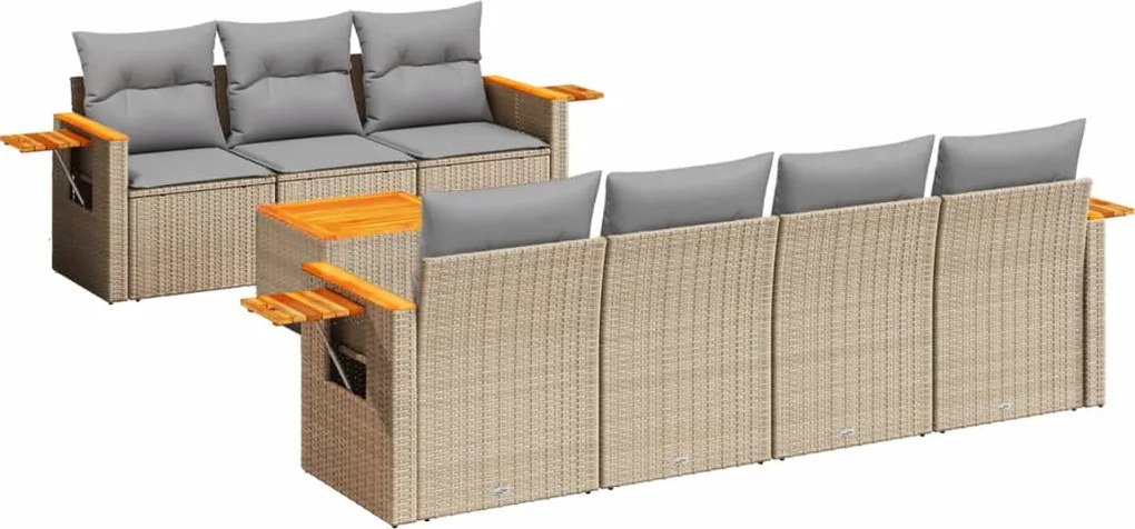 vidaXL 8 részes bézs polyrattan kerti ülőgarnitúra párnával