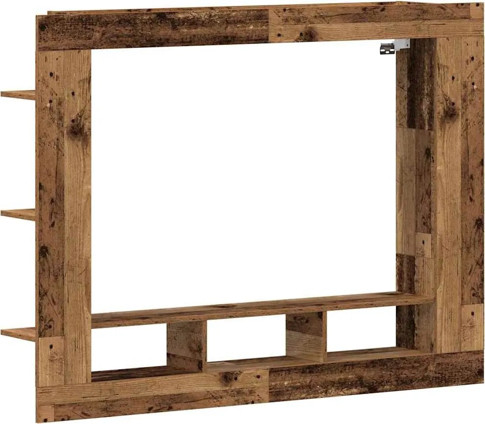 vidaXL TV szekrény Falra szerelhető Régi fa 152 x 22 x 113 cm Faanyag