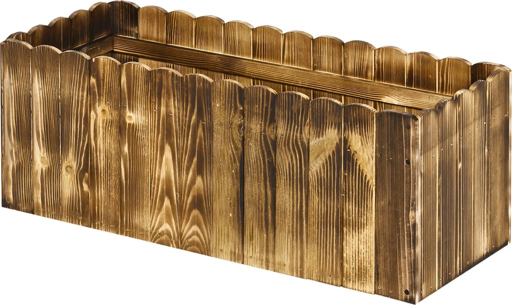 Outsunny téglalap alakú kerti virágláda növényekhez és virágokhoz, fenyőfából készült láda beltéri és kültéri használatra, 80x33x30 cm, természetes fa