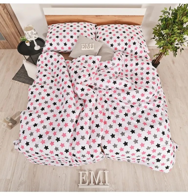 EMI Csillagok rózsaszínű gyermek pamut ágyneműhuzat, A standard egyszemélyes ágy szett tartalma: 1x 140x200 + 1x 70x90