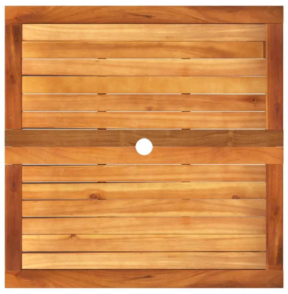 szürke polyrattan és akácfa kerti asztal 80 x 80 x 74 cm