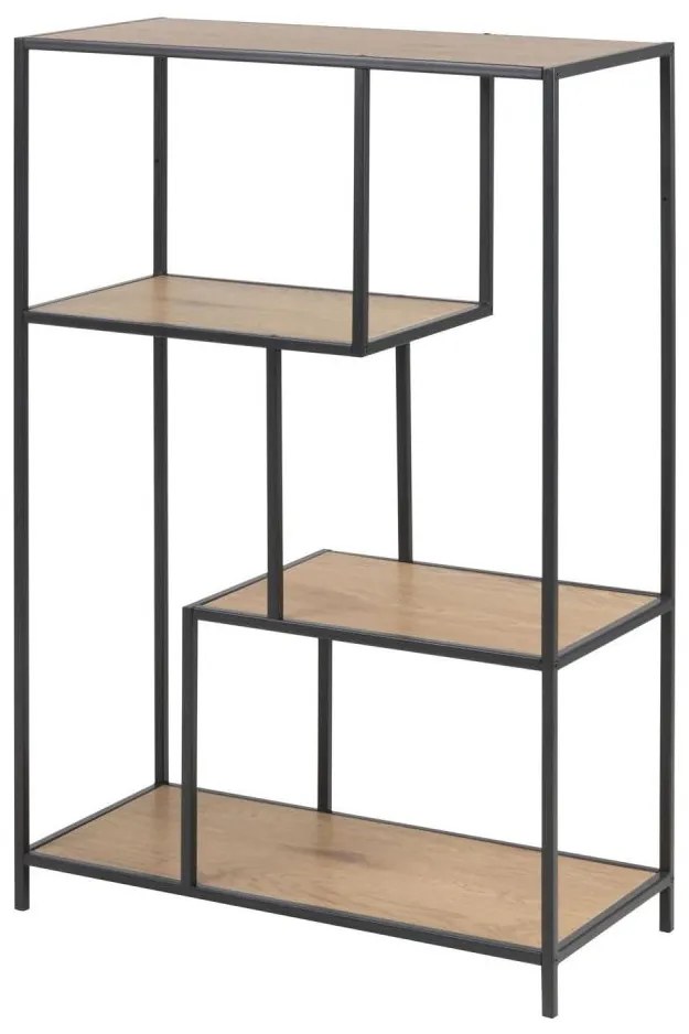 SARON könyvespolc, tölgy/fekete színben