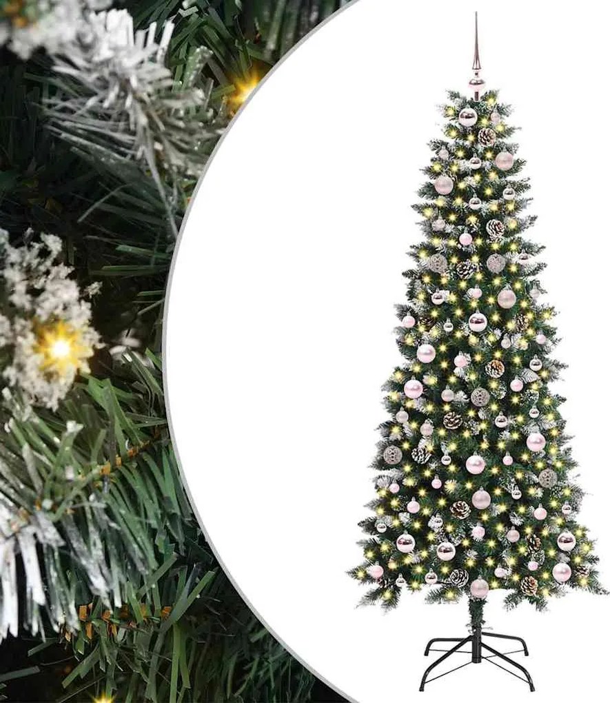 vidaXL Mű karácsonyfa 300 LED-del Zöld 180 cm PVC és Műanyag és Acél