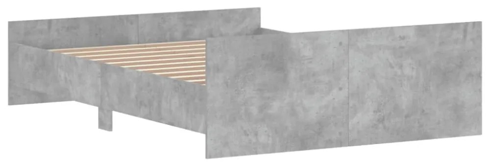 betonszürke ágykeret fej- és lábtámlával 140 x 190 cm