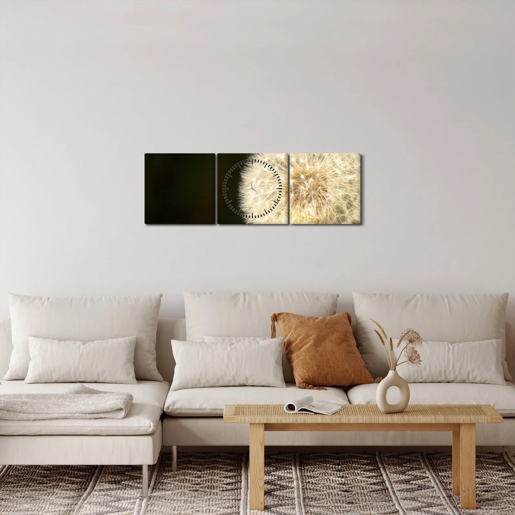 Szürke virág képe (órával) (90x30 cm)