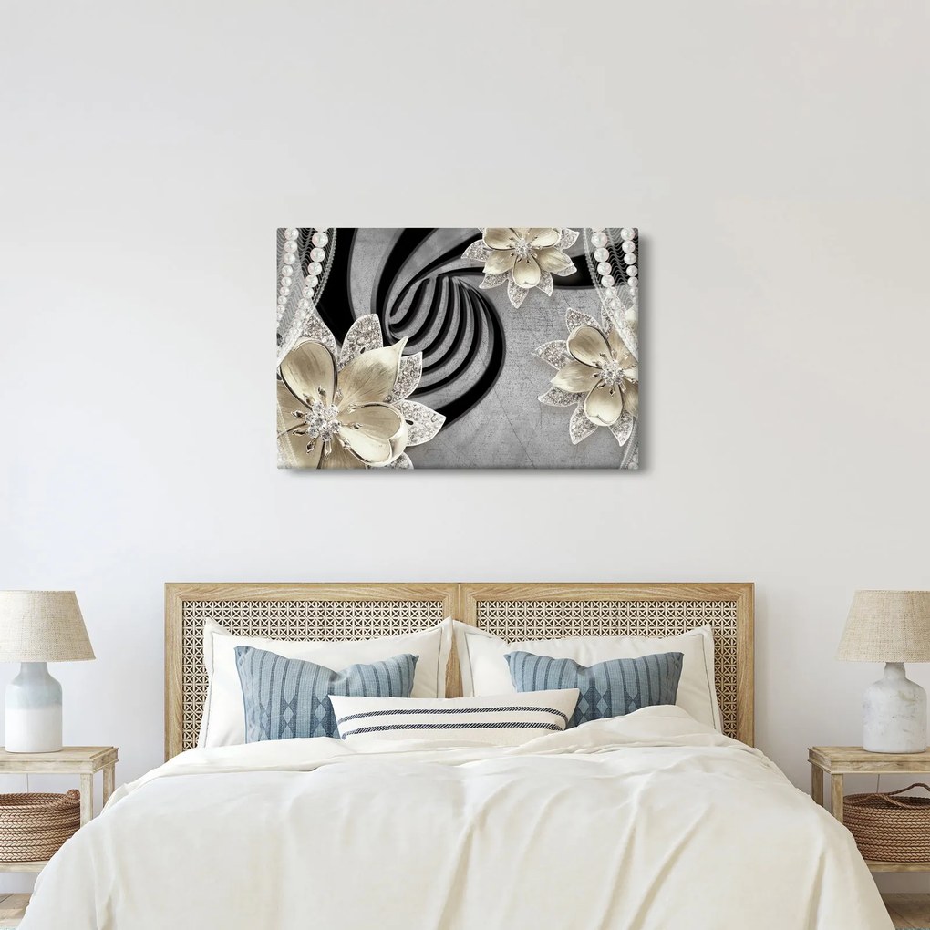 Kép - 3D arany virágok (90x60 cm)