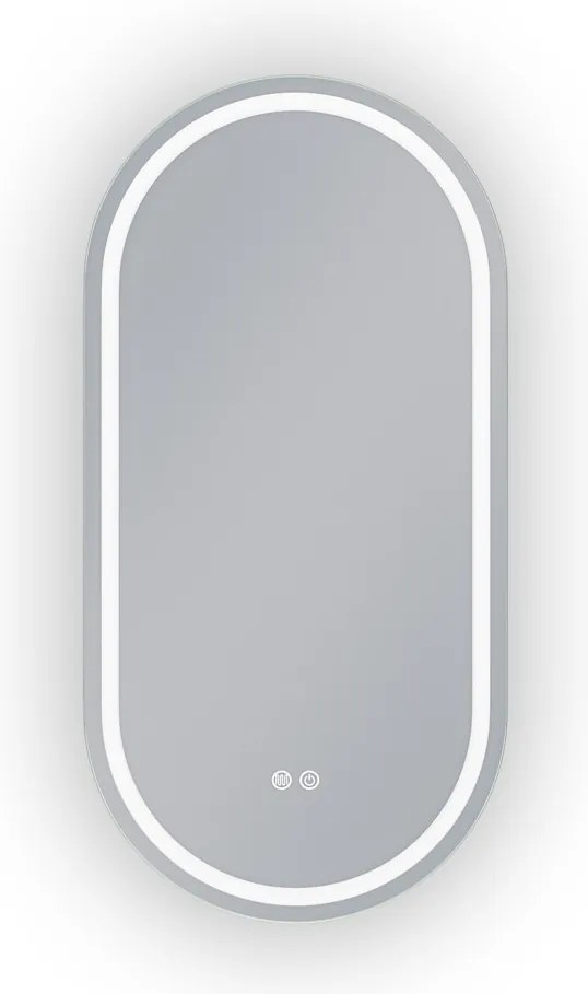 Erga Lyra, ovális LED tükör 50x100cm, 3 fényszín, első és hátsó világítás, páramentes fűtőpárna, ERG-V01-LYRA-5010-CL