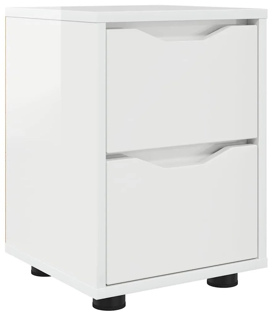 Éjjeli asztal Magas Fényű Fehér 30,5 x 30 x 43 cm Faanyag