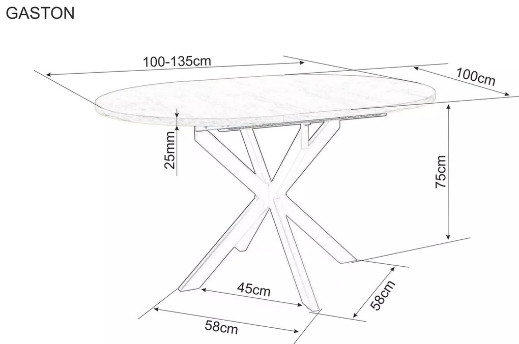 Kinyitható étkezőasztal GASTON 100(135)X100 cm, tölgy artisan dekor