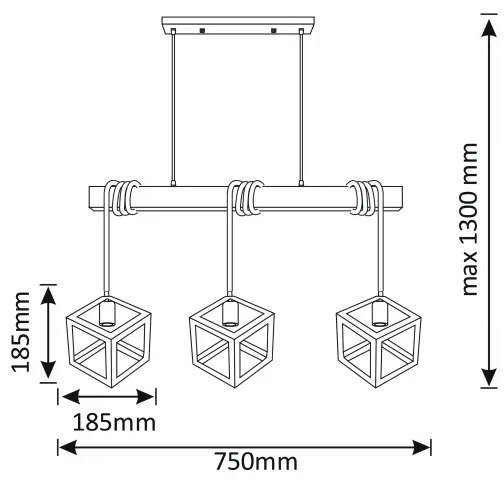 Csillár zsinóron SWEDEN 3xE27/20W/230V