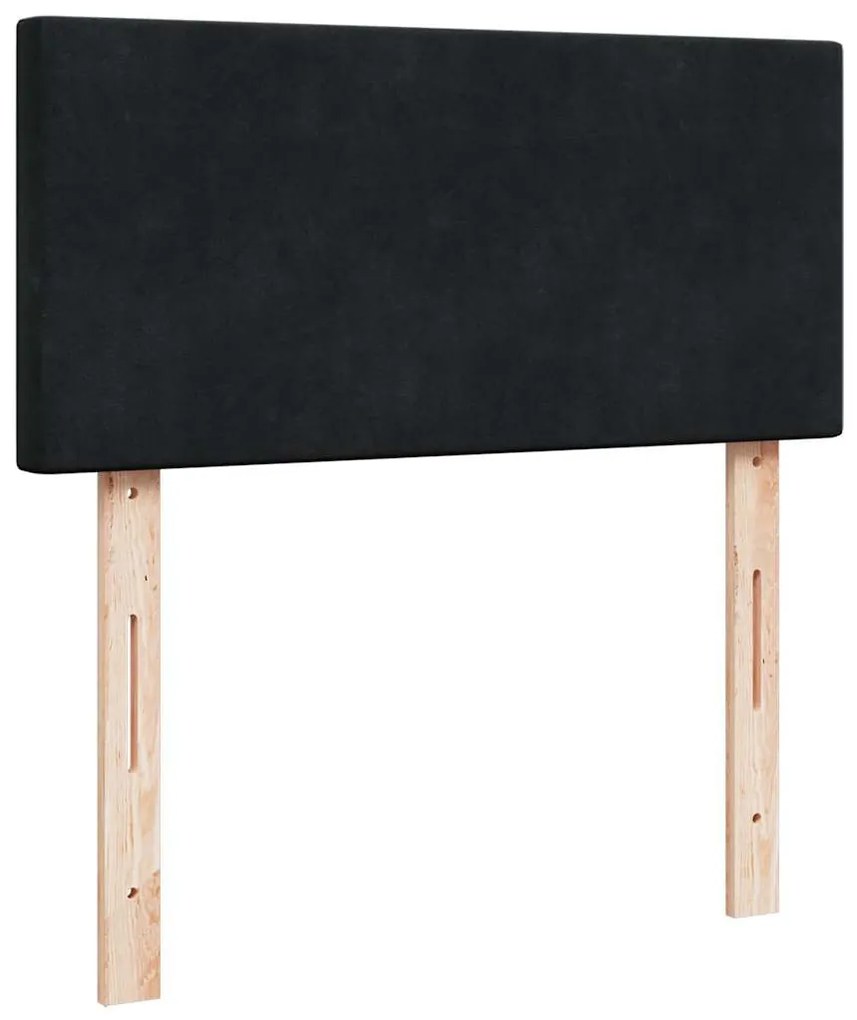 Ottomán ágykeret matraccal Fekete 100x200cm bársony