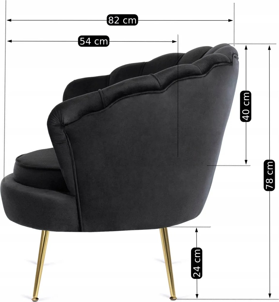 Fotel fekete színben, velúr kárpittal. ANGEL