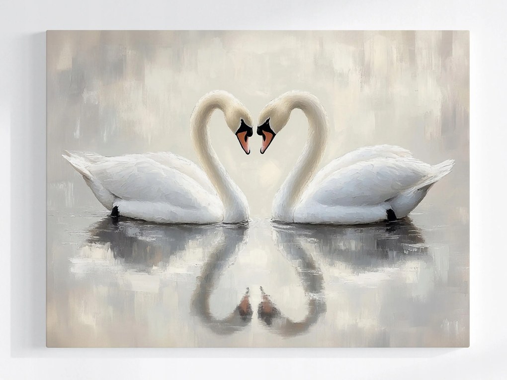 Poszter Madarak Hattyúk Pár Szerelem Hűség Szív 100x75