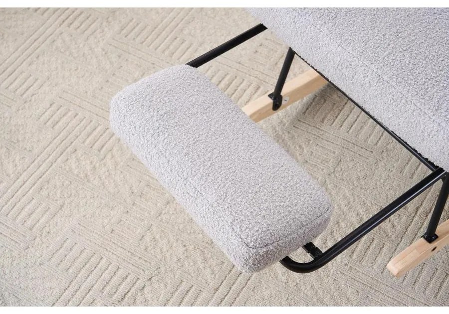 hintaszék fa lábakkal, plüss szövettel, 4 fokozatban állítható háttámlával, szürke