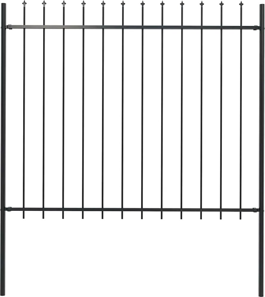 vidaXL fekete acél kerti kerítés lándzsás tetejű 181 x 150 cm