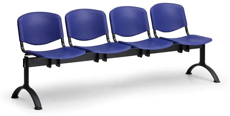 ISO II műanyag pad, 4 üléses - fekete lábak, narancssárga
