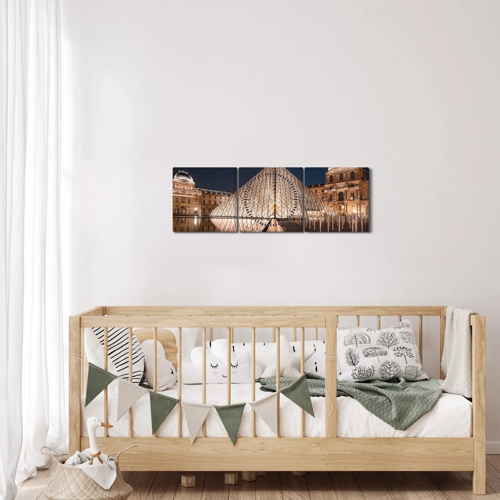 Kép - Louvre éjjel (órával) (90x30 cm)
