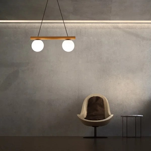 Kábeles csillár WOODSTOCK 2xE27/15W/230V fa/fekete