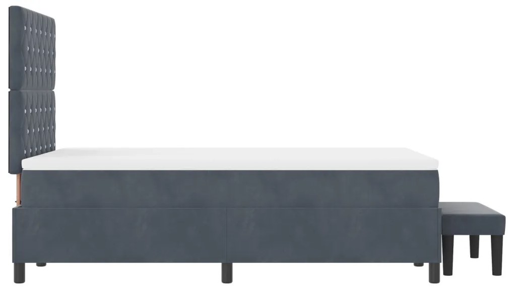 Box Spring Ágy Matraccal és Pad Dark Grey 120x190 cm Bársony