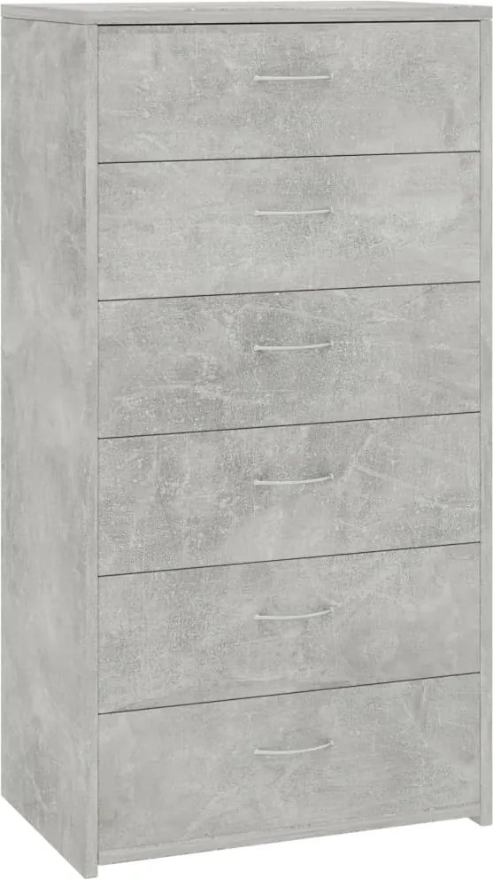 vidaXL 6-fiókos betonszürke szerelt fa tálalószekrény 50 x 34 x 96 cm