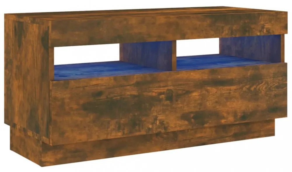 füstös tölgy színű TV-szekrény LED-világítással 80 x 35 x 40 cm