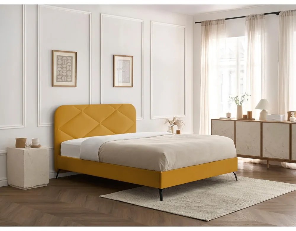 Kárpitozott franciaágy ágyráccsal 180x200 cm Prune – Bobochic Paris