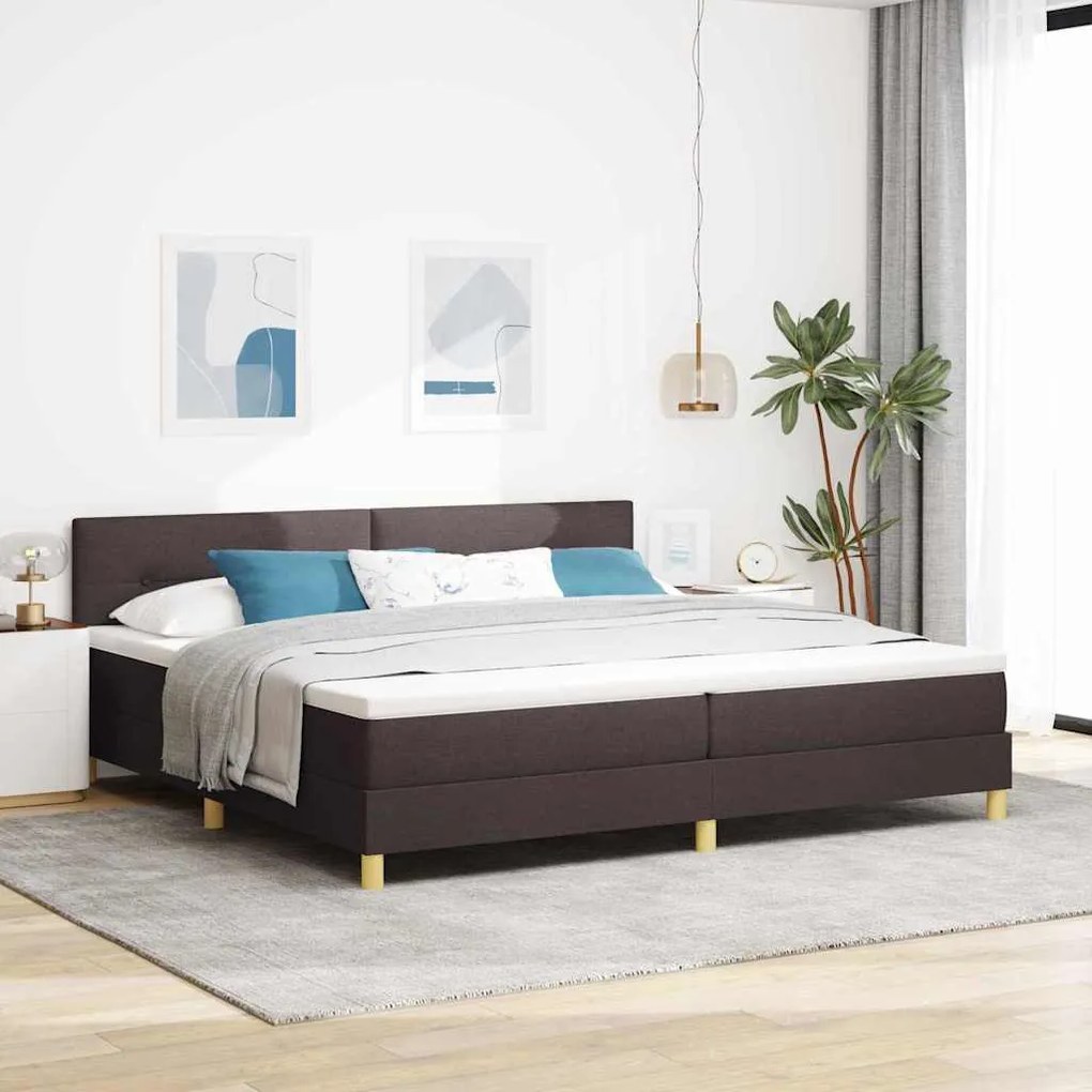 Boxspring ágy matraccal sötétbarna 200 x 200 cm szövet