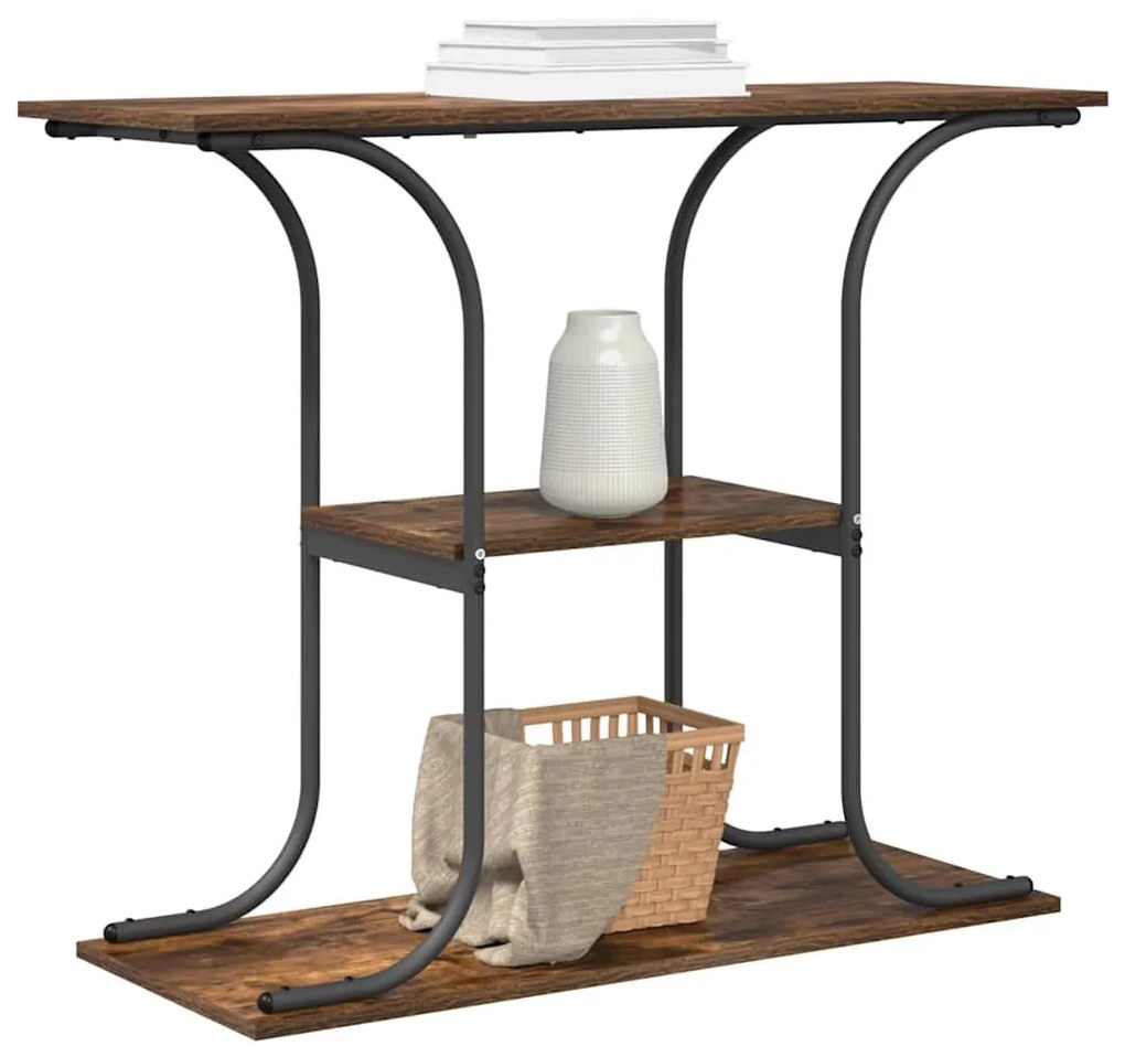 Konzolasztal polcokkal Füstölt tölgy 101 x 35 x 80.5 cm Faanyag