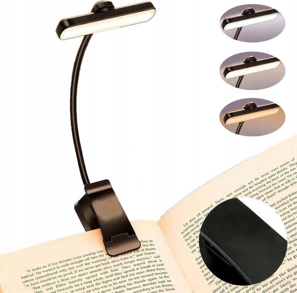 Könyvolvasó Lámpa Usb Éjjeli Lámpa Csiptetővel Egészséges Szem 24LED