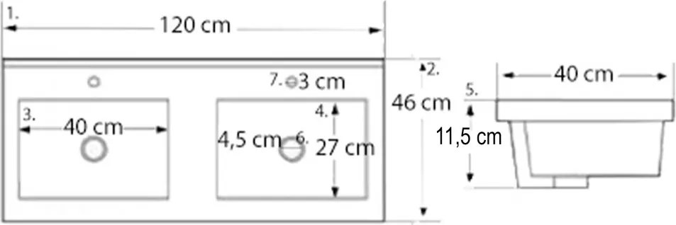 Porto 120 alsó fürdőszoba bútor mosdóval sonoma tölgy színben