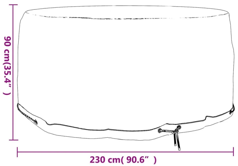 kerek kerti bútorhuzat 10 fűzőlyukkal Ø230x90 cm