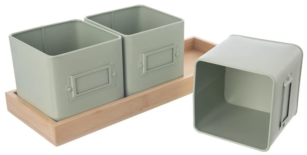 Orion Fém virágcserepek alátéttel Greenish, 37 x13,5 x 12 cm