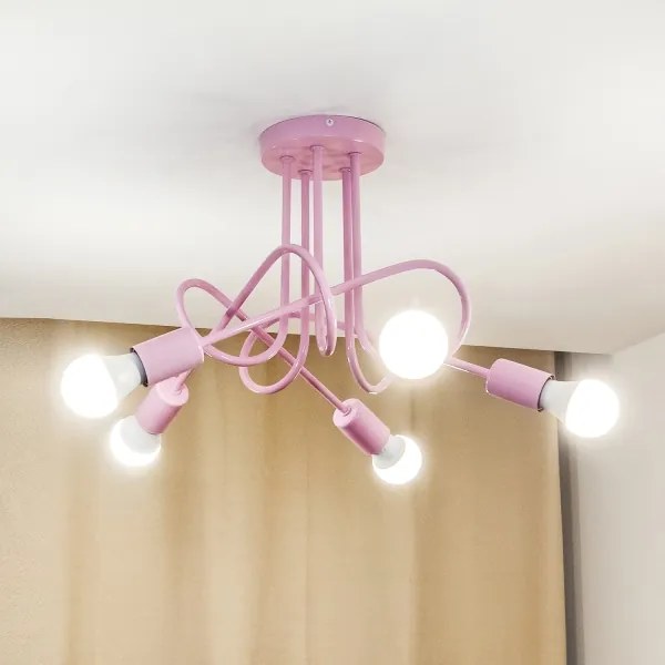 Felületre szerelhető csillár OXFORD 5xE27/15W/230V rózsaszín