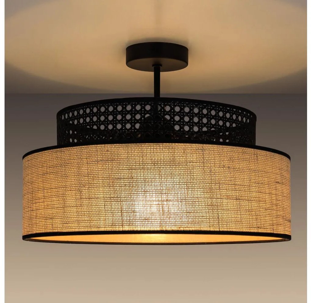 Belis Felületre szerelhető csillár  BOHO 1xE27/60W/230V átm. 40 cm fekete/rattan BE0927