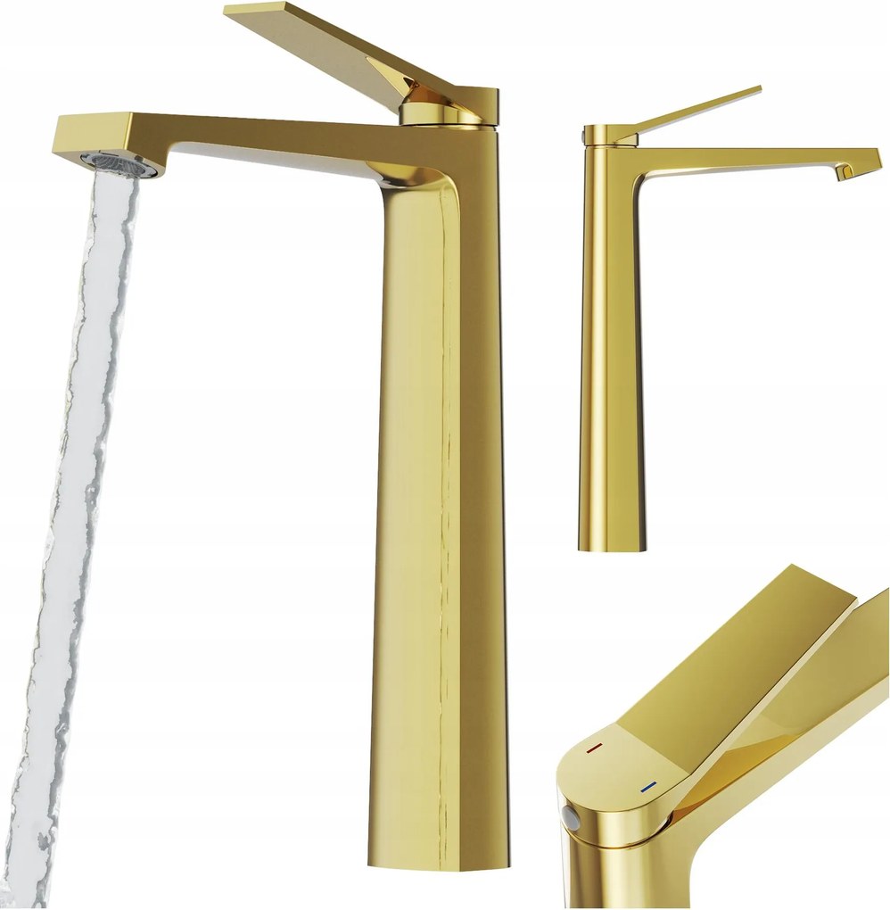 Mosdó Csaptelep Arany Magas Fürdőszoba Sárgaréz Modern Csaptelep Selva