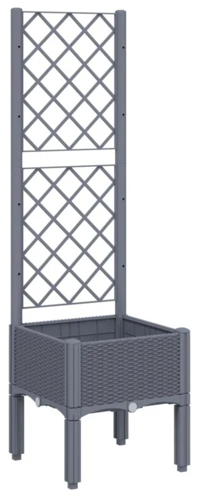 kékszürke PP rácsos kerti ültetőláda 40 x 40 x 142 cm
