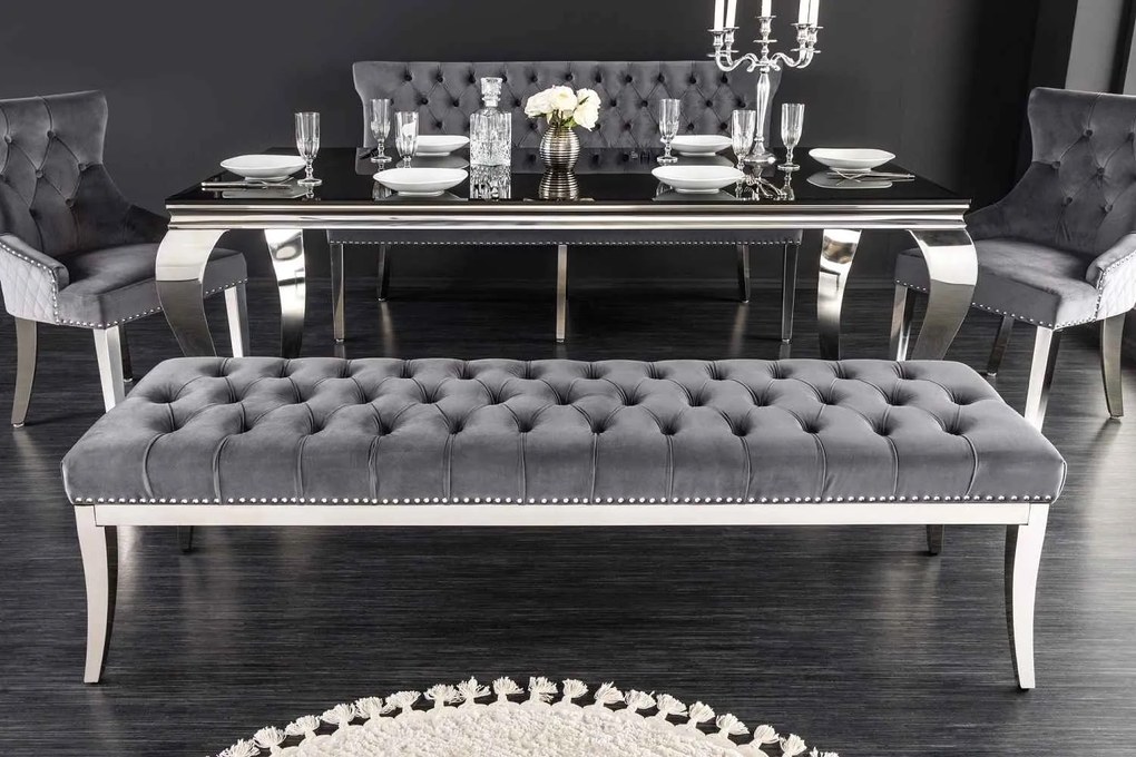 Design ülőpad Queen 164 cm szürke bársony