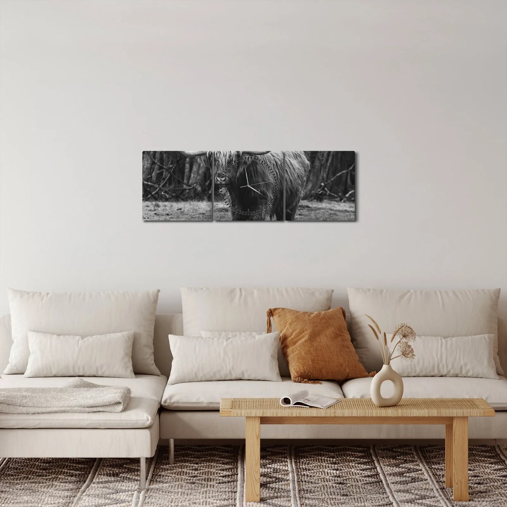 Kép - Skót tehén (órával) (90x30 cm)