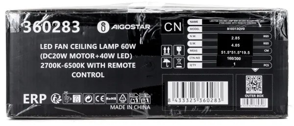 Aigostar - LED Dimmelhető mennyezeti ventilátor LED/40W/230V 2700-6500K + távirányító fehér