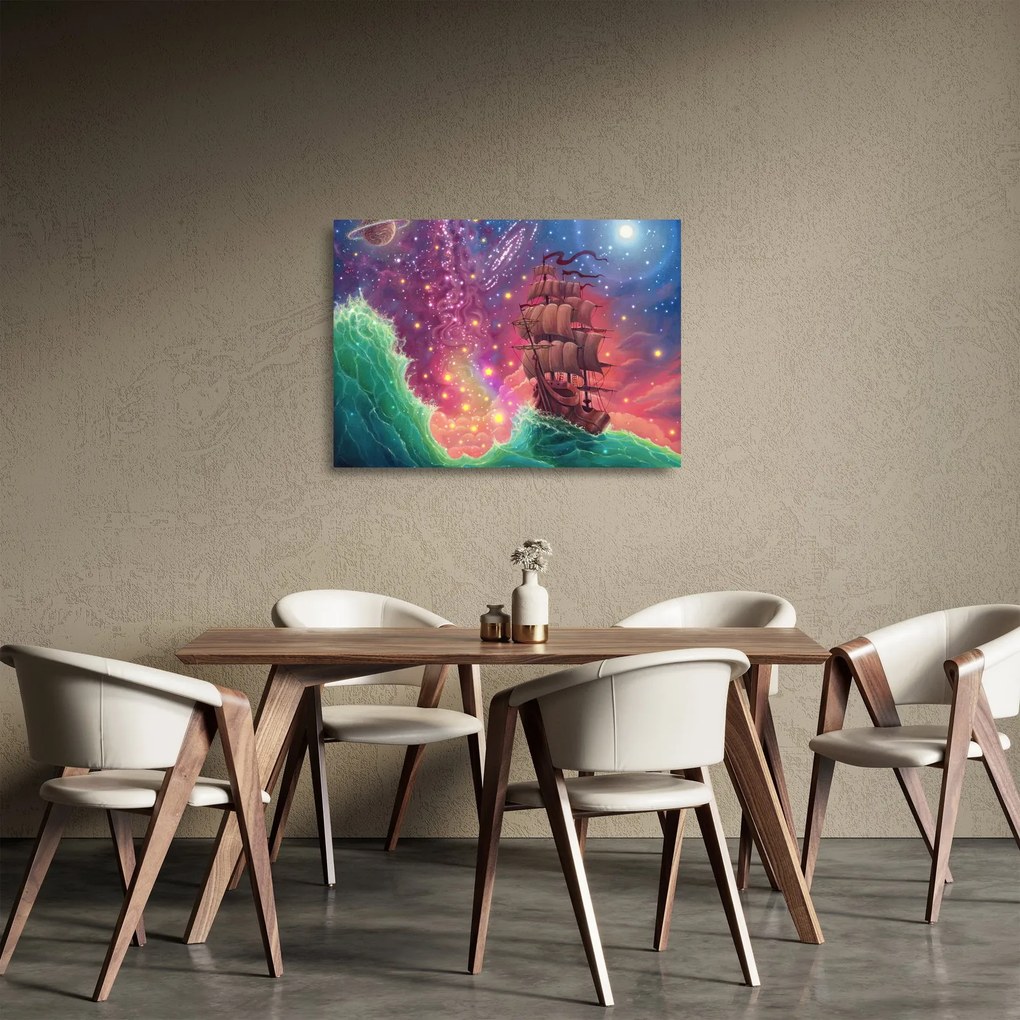 Kép - Hajó űr égbolttal (üvegen) (70x50 cm)