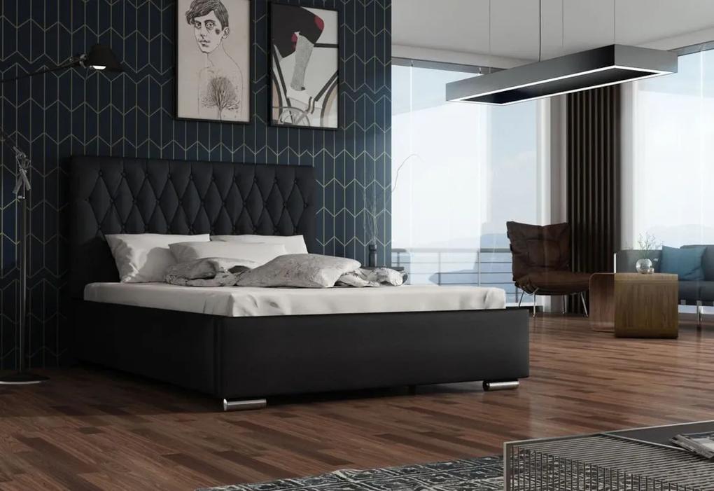 REBECA kárpitozott ágy + ágyrács + matrac, siena 01 gombbal/dolaro 08, 140x200 cm