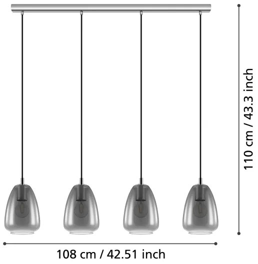 Eglo 98616 - Csillár zsinóron ALOBRASE 4xE27/40W/230V