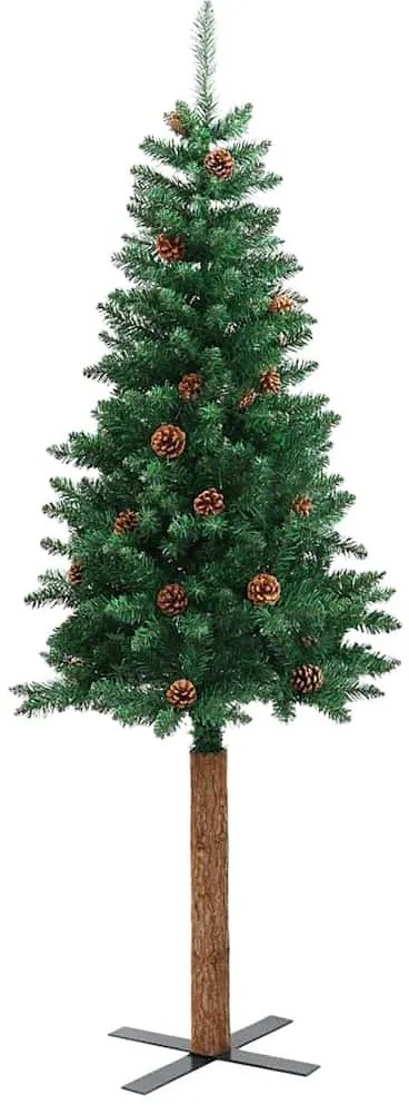 Karcsú karácsonyfa 150 LED-del Zöld 150 cm PVC és tömör fenyőfa