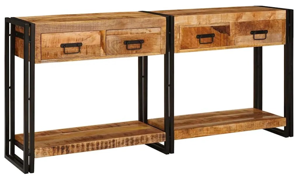 Konzolasztalok 2 pcs Barna 160 x 33 x 75 cm Tömör Mangófa