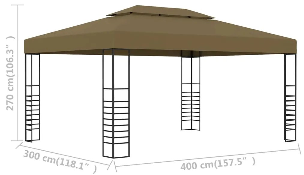 tópszínű pavilon 3 x 4 m 180 g/m²