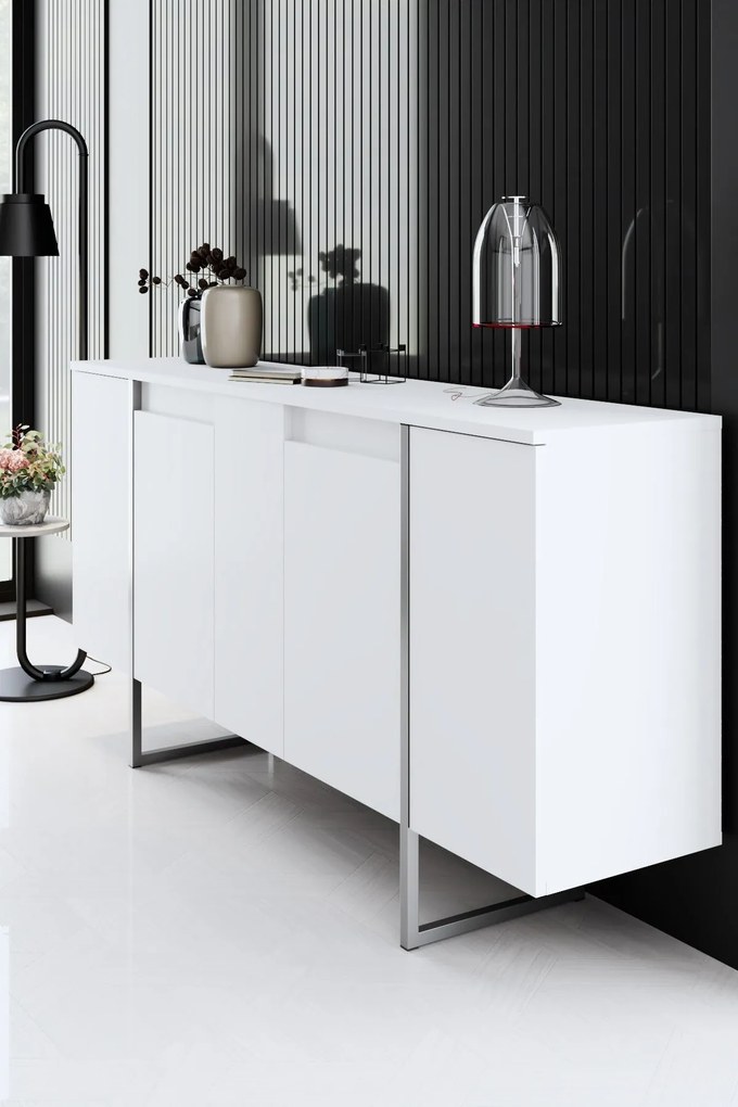 Konzolasztal Luxe - White, Silver