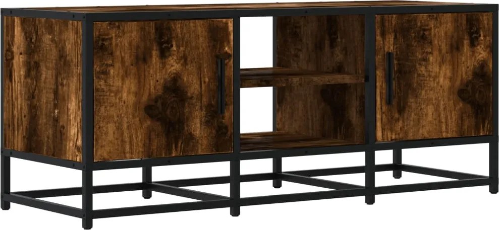 vidaXL füstös tölgy színű szerelt fa és fém TV-szekrény 100x35x41 cm